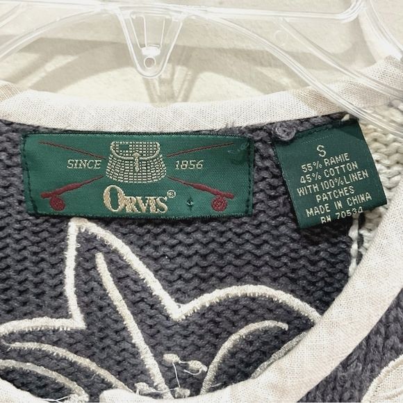Vintage Orvis Patchwork Cardigan Sweater Oatmeal Sz Small Button Front Grandma - Picture 2 of 3